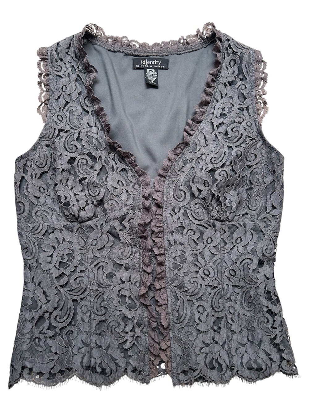 Identity by Lord & Taylor Gray Lace Sleeveless top